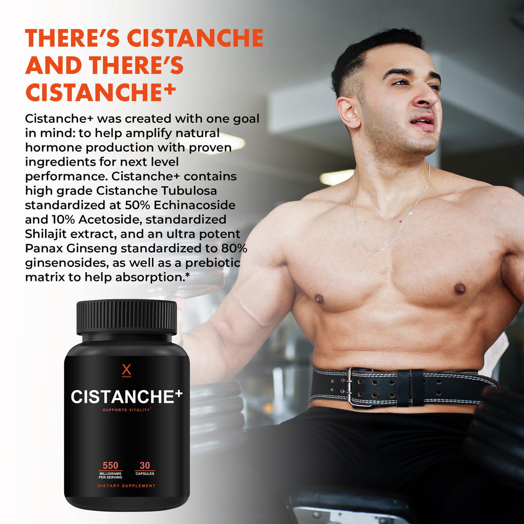 Humanx Cistanche+ 550MG (Cistanche Tubulosa Extract Powder for Men) USA Made - Easy to Swallow Capsules - Powerful Supplement to Support Athletic Performance, Strength, & Vitality