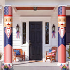 Chumia 2 Pcs 4th of July Decorations Patriotic Uncle Column Wraps 108 x 54" Independence Day Porch Pillar Covers Outdoor for Memorial Veterans Labor Day Stars and Stripes Post Yard Signs