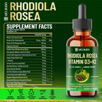 17in1 Rhodiola Rosea Liquid Supplement with Ashwagandha, Magnesium Glycine, L-Theanine, Vitamin C, Vitamin D3, Vitamin K2, Ginkgo, Turmeric, Holy Basil and More - 1 FL Oz - 60 Day Supply