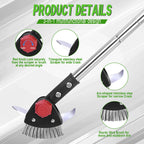 BARAYSTUS Crack Weeder Long Handle 3-in-1 Adjustable Crevice Cleaning Tool with Stainless Steel Weed Brush with 2 Scrapers Weed Puller Tool for Driveway, Patio Sidewalk to Remove Moss Weeds Dirt