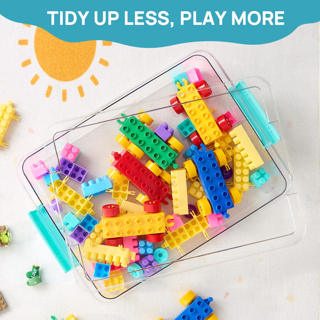 Vtopmart 4 Pack 6 Qt Plastic Storage Bins with Lids, Clear Sensory Bins