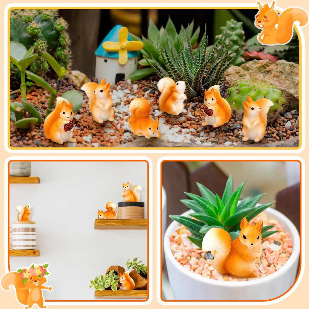 Weysat 40 Pcs Mini Resin Squirrel Miniature Small Squirrel Figures Tiny Resin Animal Decor Garden Accessories Cupcake Topper Decor for DIY Outdoor Landscape Garden Lawn Birthday Craft