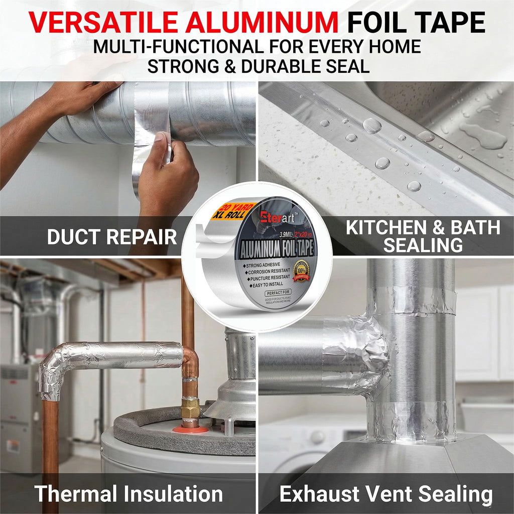 ETERART Aluminum Foil Duct Tape, High-Temp Seal for HVAC,2" x 20Yds