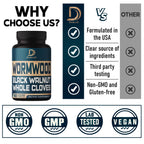 DEDICAD 12in1 Wormwood Black Walnut Clove Capsules - Immune, and Mood Support - 3 Month Supply - 90 Vegan Capsules