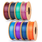 dikale Silk 3D Printing Filament PLA+ Multicolor 8 Packs- 4 Dual Colors Spools & 4 Tricolor Spools - 1.75mm 3D Printing PLA Pro 250g x 8 Bundles