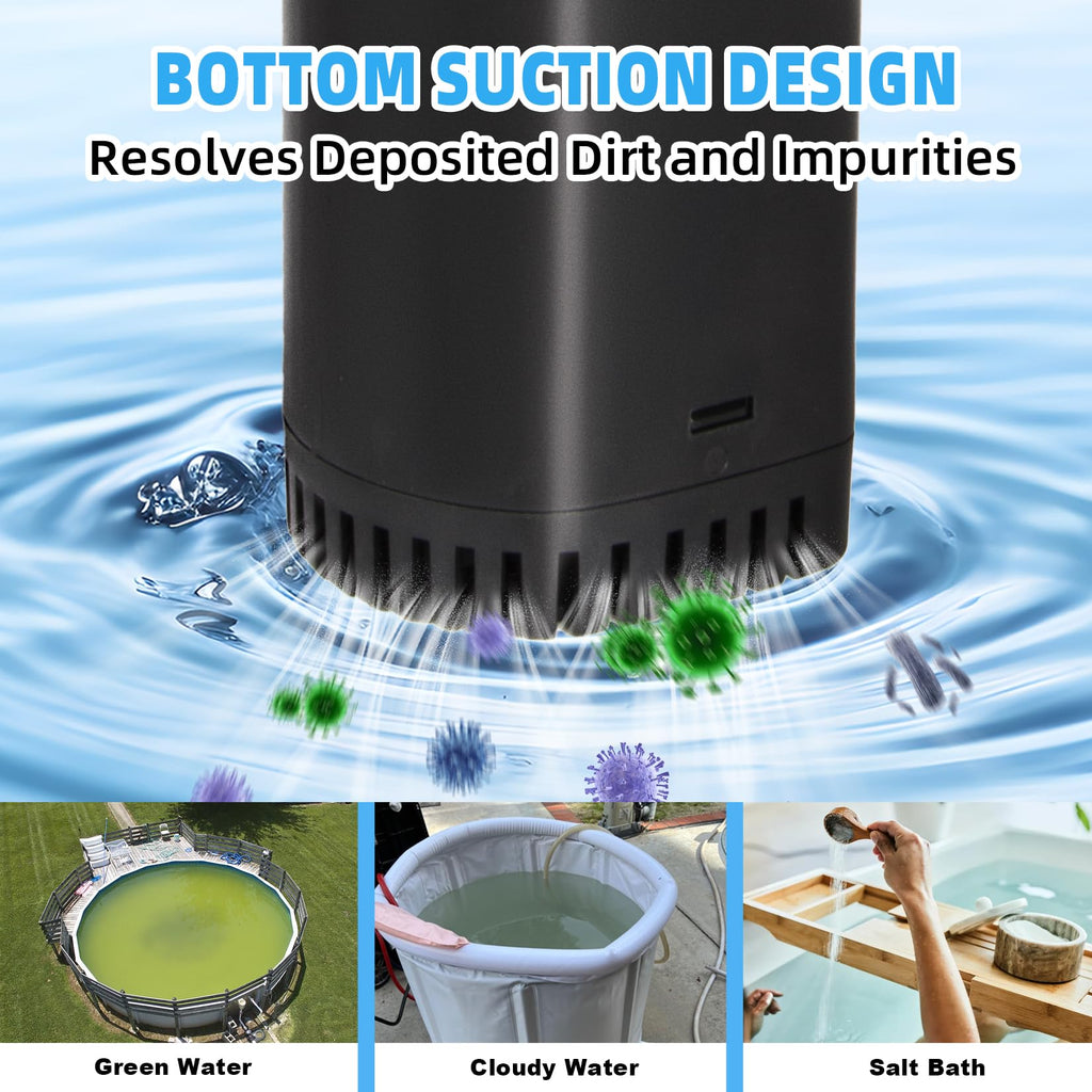 TARARIUM 400GPH Cold Plunge Filter for 100-800 Gal U-V Sanitation, Cold Pod Ice Bath Tub Filte, Small Pool Filter with Green Cleaning Machine Pool for Cold Pod Ice Bath Tub Hot Tub Water Clean