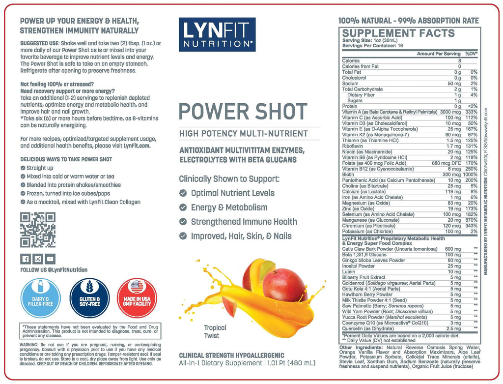 LynFit Nutrition Daily Power Shot Energizing Liquid Multivitamin Mineral - 1.01 Pint