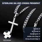 Besteel 925 Sterling Silver Cross Necklace for Men Women Cross Chain 18 In