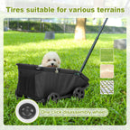 AESRAOU Mini Dog Strollers for Mini Pets, Foldable Multifunctional Shopping Carts with Extendable Pull Handle, Doggie Wagon Built-in Cushion and Safety Rope with Storage Bag (Black)