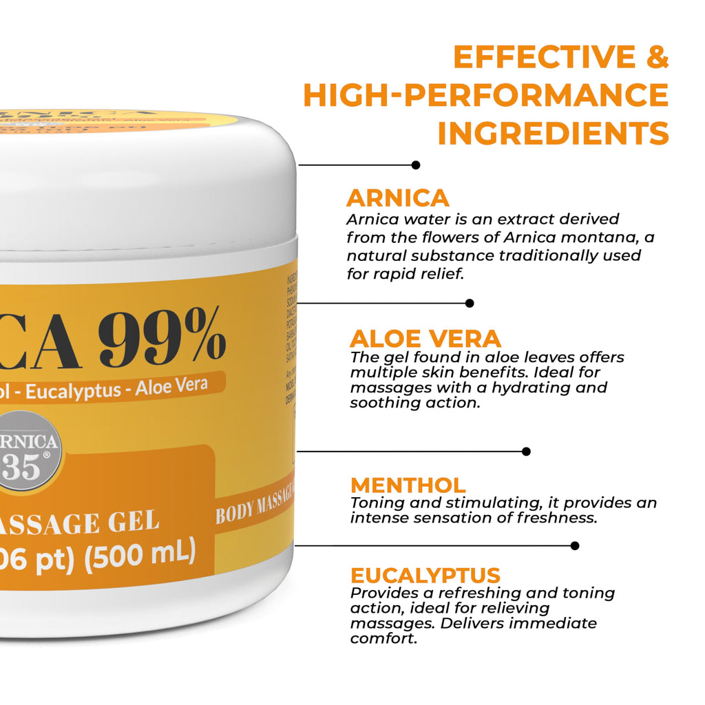 Arnica 35 Arnica Body Massage Gel – Water-Based Cosmetic Massage Gel with Arnica Montana, Fast-Absorbing Lightweight Texture, Non-Greasy Feel, Dermatologically Tested, 16.9 fl oz
