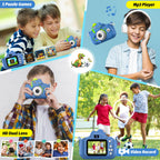 Dinosaur Kids Camera for Boys Girls, Toddler Digital Selfie Camera with Cute Protective Cover and SD Card, Christmas Birthday Gifts Toys for 3 4 5 6 7 8 9 10 11 12 Years Old Little Girls and Boys