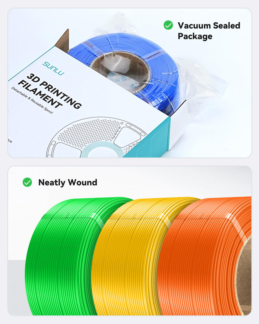 SUNLU PLA+ Refill Filament 1.75mm 1KG, Coffee Brown