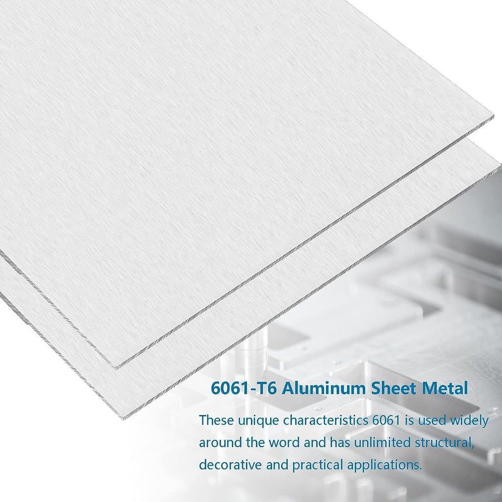 2PCS 6061 Aluminum Sheet Metal, 12" x 16" x 1/8" Thickness Heavy Duty Aluminum Sheets Plates with Protective Film, Rectangle Aluminum Plate Solid Metal Sheet Plate for DIY Projects Base Plate