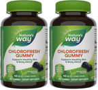 Nature's Way Chlorofresh Chlorophyll Gummies, Supports Healthy Skin and Body Detox*, Internal Deodorant*, Orchard Fruit Flavored, 60 Gummies, (Pack of 2)