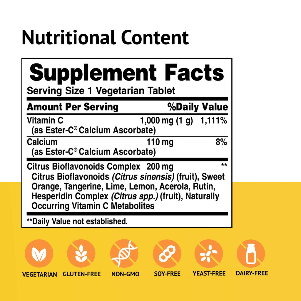 American Health Ester-Vitamin C with Citrus Bioflavonoids 1Vitamin 000 Milligrams 180 Veg Tabs