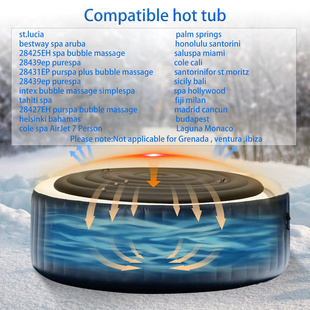 Inflatable Hot Tub Cover Round Replacement All Saluspa Intex Spa Covers Insert One Size Fits All Insulated Thermal Energy Saving Hot Tub Lid Replacement Used for Rain-Proof Snow-Proof （with Handle）