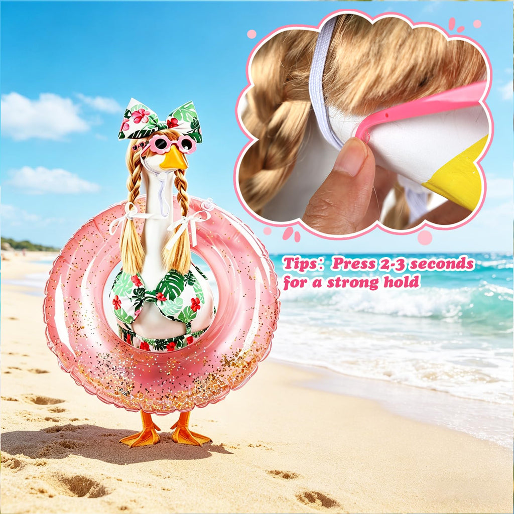 Porch Goose Bikini Outfit with Pool Ring, Sunglasses for Summer Yard Decor