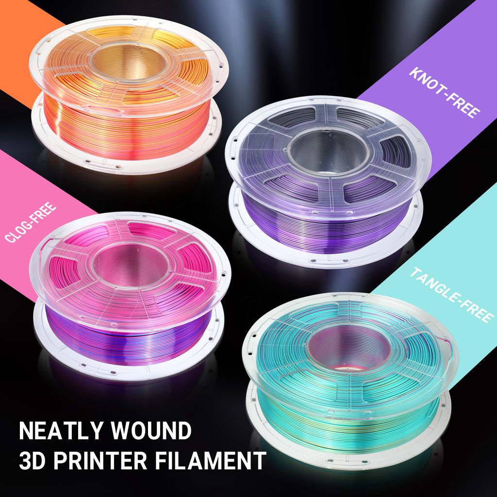 SUNLU Silk Triple Color Pla Filament, Silk PLA 3D Printer Filament 1.75mm, Shiny Silk Texture, Dimensional Accuracy +/- 0.02mm, 1KG Spool (2.2 lbs), PLA Silk Triple Color (Orange Blue Green)