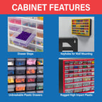 Akro-Mils 26-Drawer Plastic Drawer Storage Cabinet for Garage Organization, Bead Organizer, Building Bricks Storage, Teacher Toolbox, Makeup Organizer, 20" W x 6" D x 10" H, 10126 Red