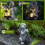YDKOJGW Solar Garden Outdoor Statues Rabbit with Solar Lantern,Outdoor Bunny Figurines Decorations,Lawn Decor Bunny Statue for Patio, Balcony, Yard Ornament,Unique Housewarming and Easter Gifts