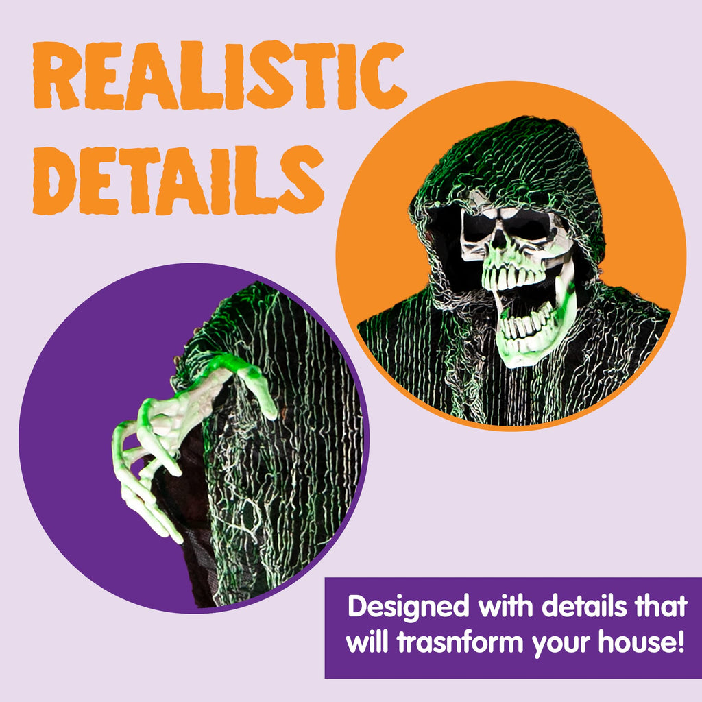 JOYIN Halloween Hanging Grim Reapers (3 Pcs), One 47” and Two 35” Grim Reapers, Halloween Skeleton Flying Ghost for Haunted House Prop Décor, Outdoor Indoor Décor