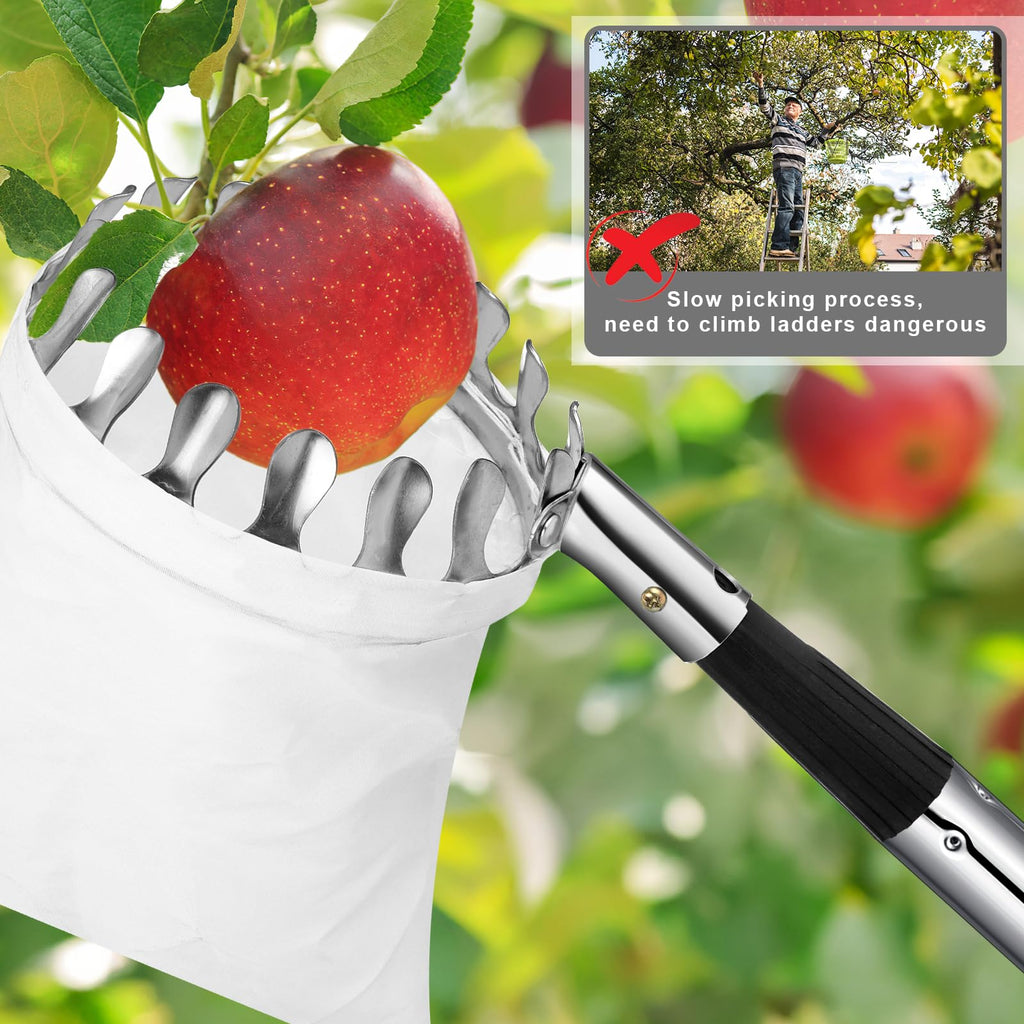 Fruit Picker Pole with Basket Telescoping, 11.5FT Fruits Picker Tool