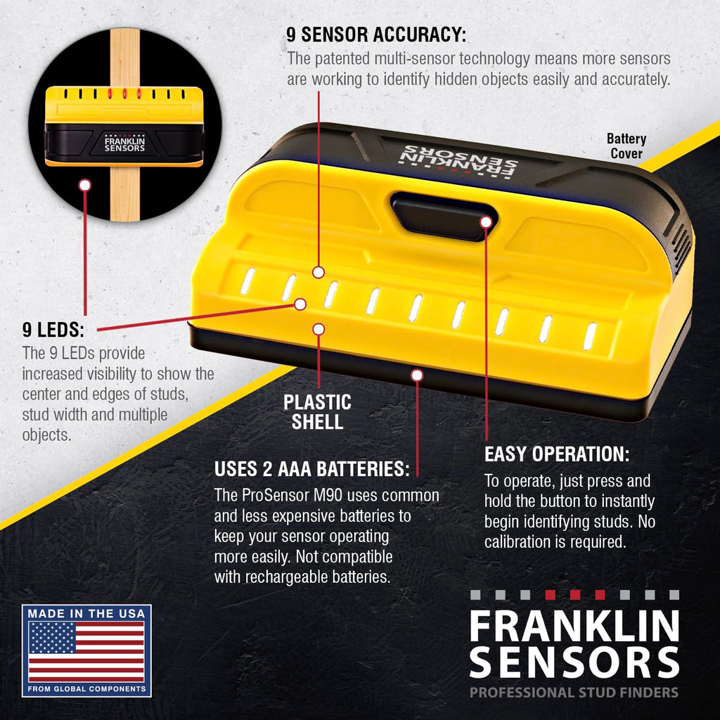 Franklin Sensors ProSensor M90 Stud Finder, 9-Sensor Wall Scanner