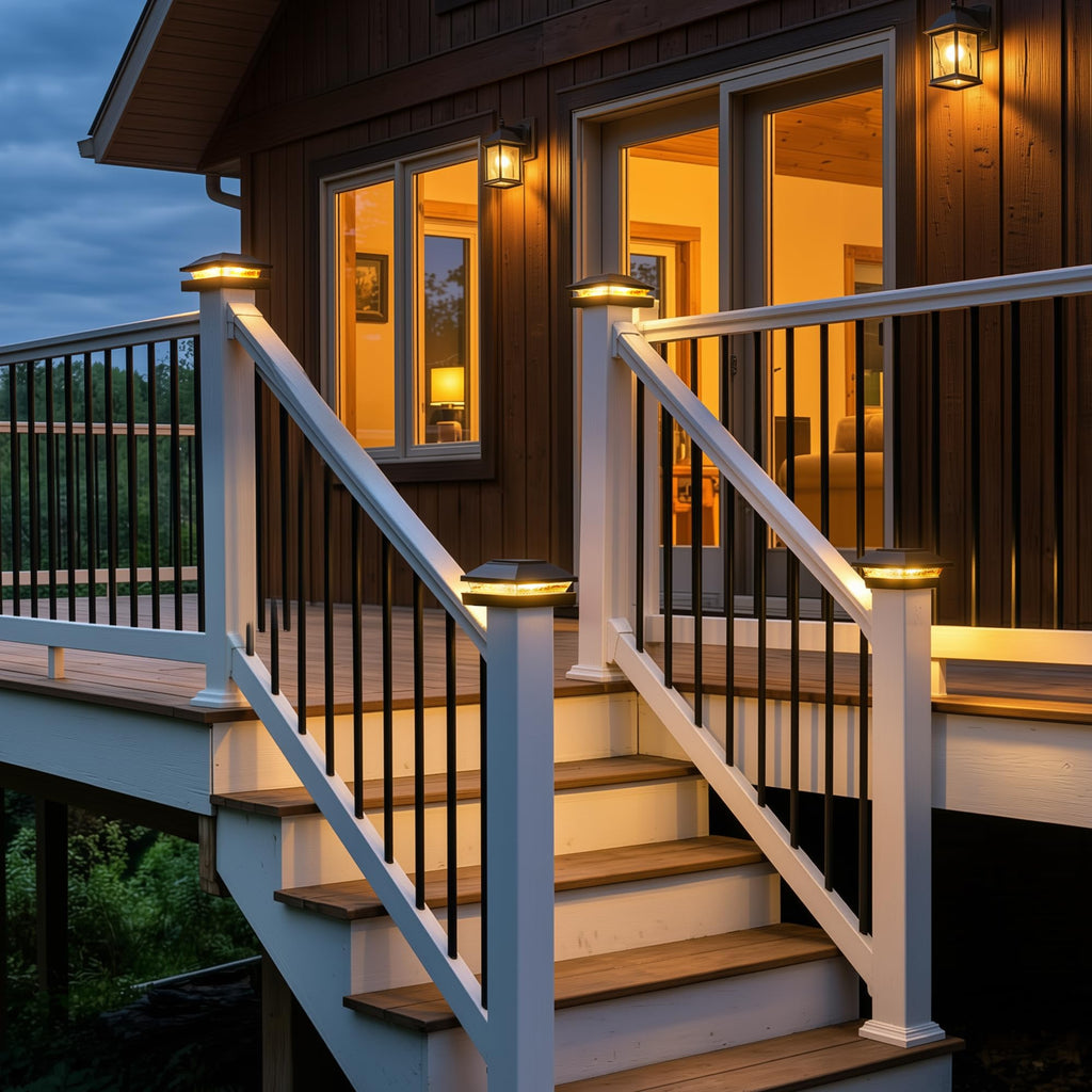 4x4 Solar Post Cap Lights 4-Pack, Dual Color LED Lights for Wood/Vinyl Post