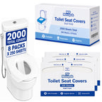 MP MOZZPAK Toilet Seat Covers Disposable Flushable – 2000 Sheets (8 Packs of 250) | Flushable Half-Fold Paper Liners | Hygienic Protection for Public Restrooms, Travel, Hotels, Kids Potty Training