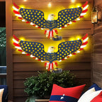 2 Pack 23" American Eagle Metal Wall Art with Solar Lights Outdoor