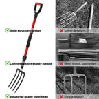 COSITA Pitch Fork for Garden, 44-Inches Pitchfork with Fiberglass Handle, Gardening Spading Fork with 4 Metal Tines, Heavy Duty Pitchfork for Manure, Mulch, Digging, Aeration, Red