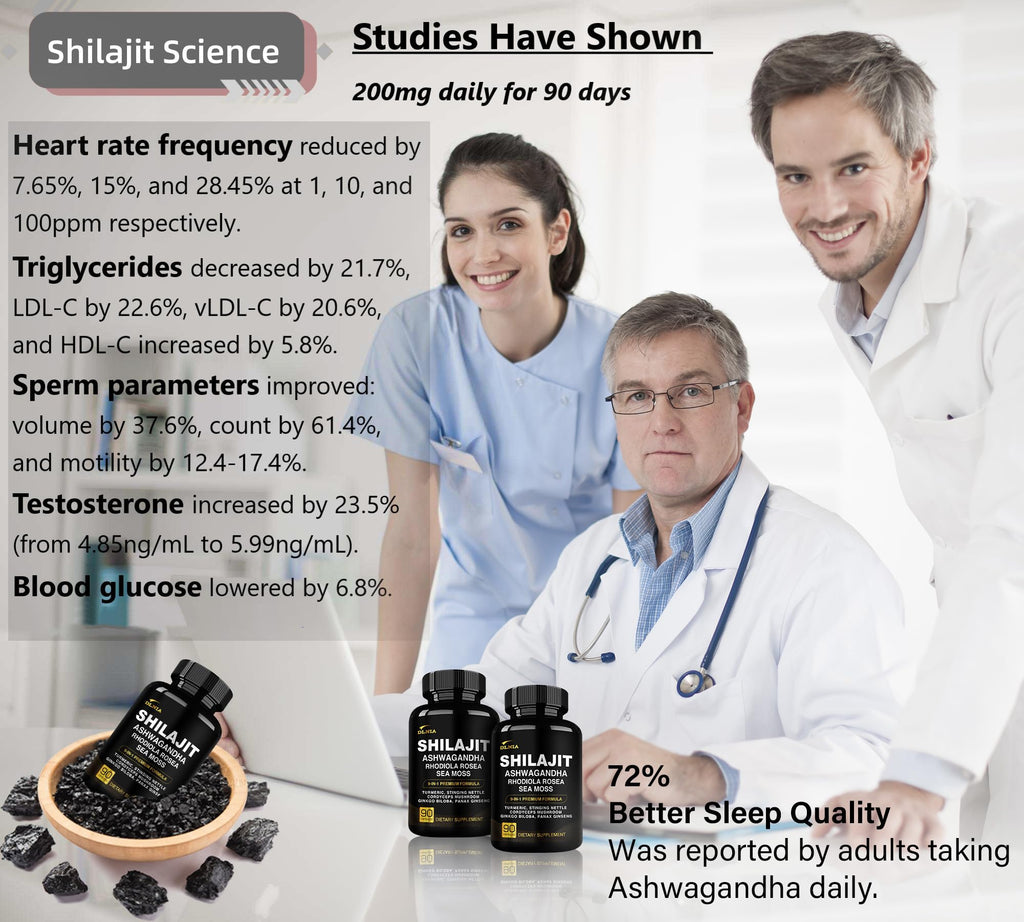 DLNIA Shilajit 9-in-1 Capsules – Organic Himalayan Complex with Ashwagandha, Sea Moss, Turmeric & More – Vegan, Lab-Tested, Immune & Energy Support for Men & Women – 90 Capsules