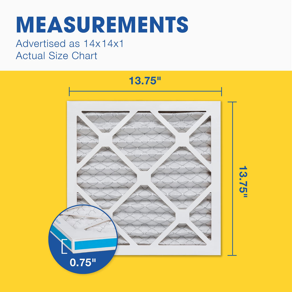 Aerostar 14x14x1 MERV 8 Air Filter, 6 Count, ACTUAL SIZE (13.75 x 13.75 x 0.75), HVAC, Air Conditioning & Furnace Filter Captures Dust, Lint & Pollen (MPR 600 / FPR 5), Made in USA