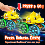 Monster Truck Toys Dinosaur Cars, Press and Go Light Up Cars for Toddlers
