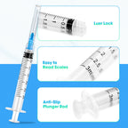 Meterbox 100 Pack 3ml Syringes with Needle - 23G 1 inch Disposable 3cc Luer Lock Syringe for Scientific Lab Use, Sterile Individually Wrapped