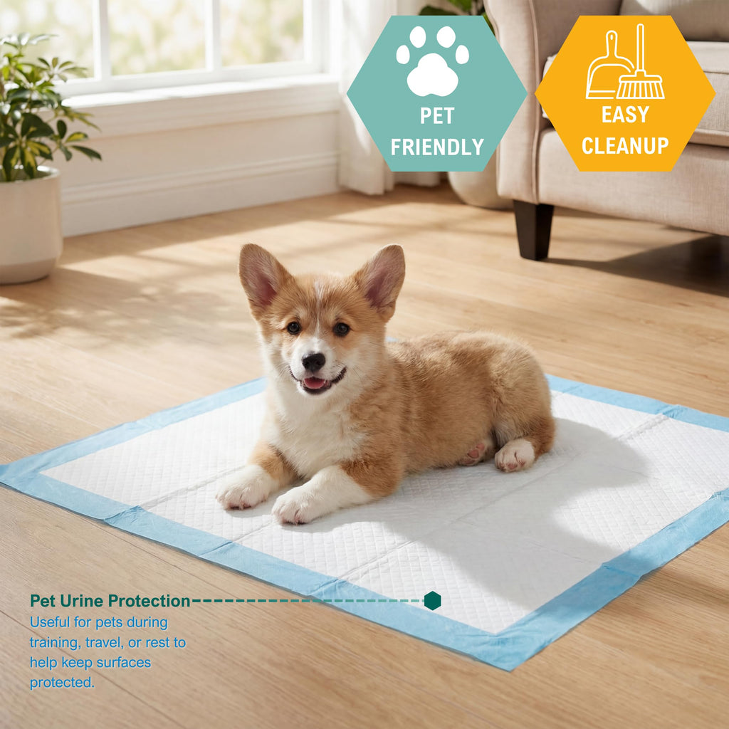 Medpride Disposable Underpads 17'' x 24'' (100-Count) Incontinence Pads, Bed Covers, Puppy Training | Thick, Super Absorbent Protection for Kids, Adults, Elderly | Liquid, Urine, Accidents