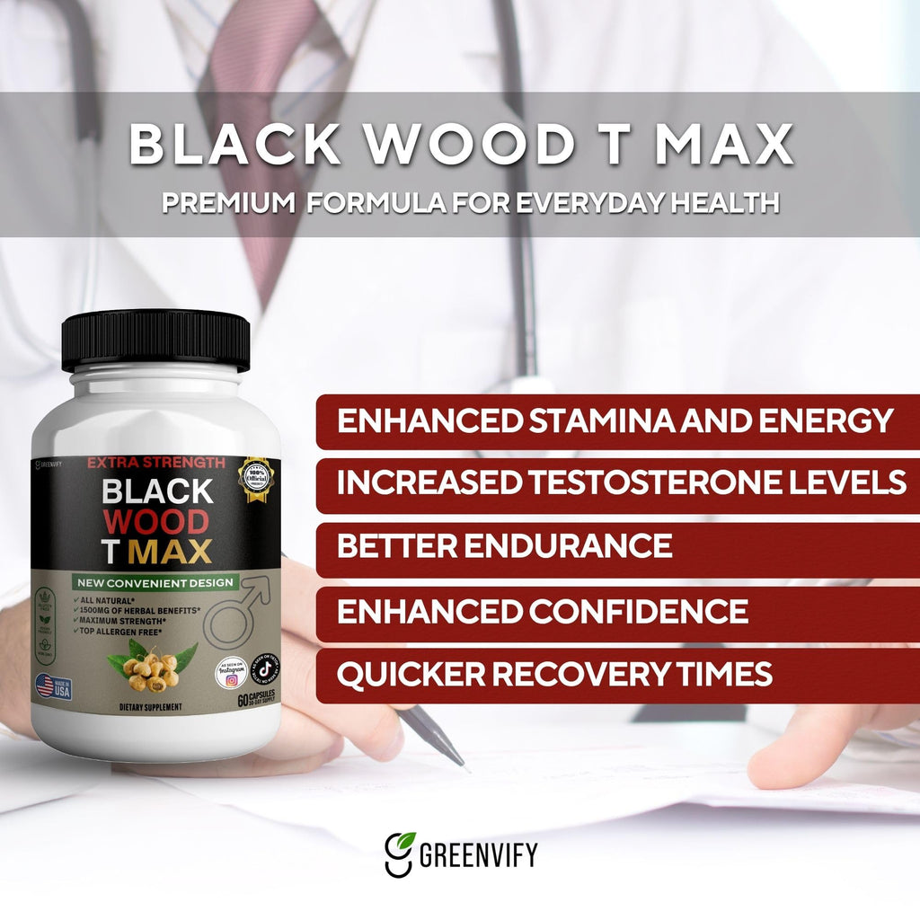 GREENVIFY Black Wood T Max, Extra Strength, 60 Capsules, 30 Day Supply (5)