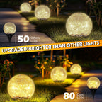 Coroor Garden Solar Ball Lights Outdoor Waterproof, 80 LED Cracked Glass Globe Solar Power Ground Lights for Path Yard Patio Lawn, Halloween Christmas Decoration Landscape Warm White(2 Pack 5.9'')