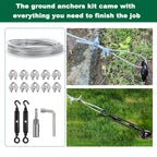 hannger 4 Pack 18" Ground Anchors Shed Anchor Kit with 1/8" Galvanized Cable & Turnbuckles, Heavy Duty Trampoline Anchors for Swingset Canopy Carport Gazebo Greenhouse Tree
