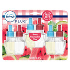Febreze Plug In Air Freshener, Odor-Fighting Scented Oil Refill, Air Fresheners for Home and Bathroom and Kitchen, Long Lasting for Strong Odors, Sweet Watermelon Vine Scent, 0.87oz Refill, 3 Count
