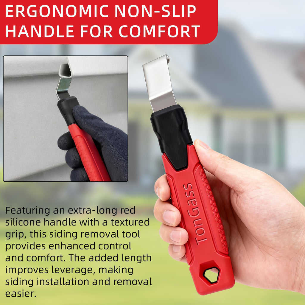 TonGass 2-Pack Vinyl Siding Removal Tool with Extra Long Non-Slip Grip Handle, Steel Blade Vinyl Installation and Removal Tool, The Ultimate Vinyl Siding Zip Tool, Avoid Damaging Vinyl Siding Tool