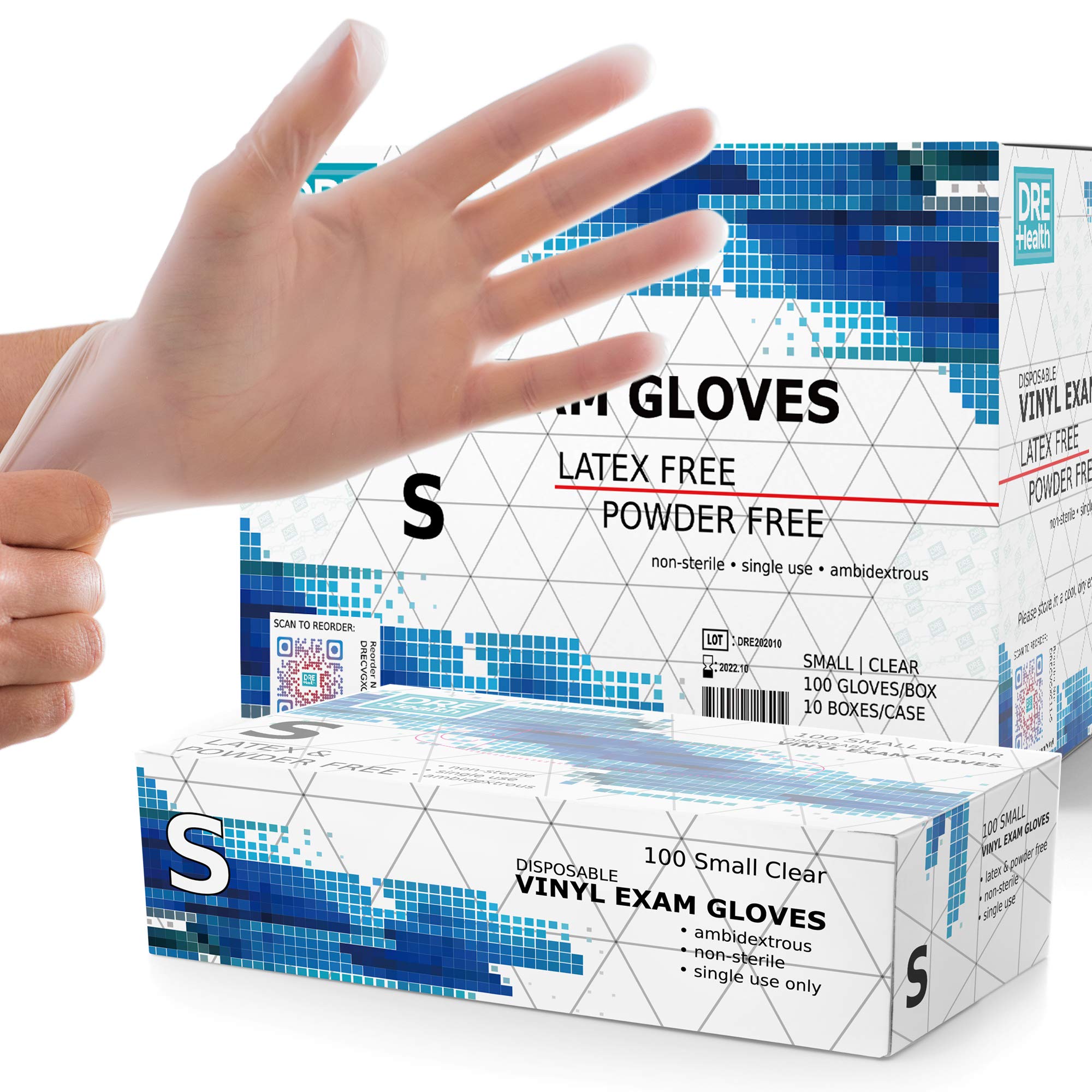 Powder Free Disposable Gloves Small, [1000 Count] - 4 Mil Clear Vinyl Gloves- Extra Strong, 4 Mil Thick - Latex Free, Food Safe, Medical Exam Gloves, Cleaning Gloves - 10 Boxes of 100