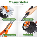 Walensee Wheel Rotary Edger, 69.7 Inch Hand Manual Edger Lawn Tool with Adjustable Stainless Steel Handle, Trimming Grass Weed Edger with Cushion Grip for Garden Sidewalks Driveways and Landscaping
