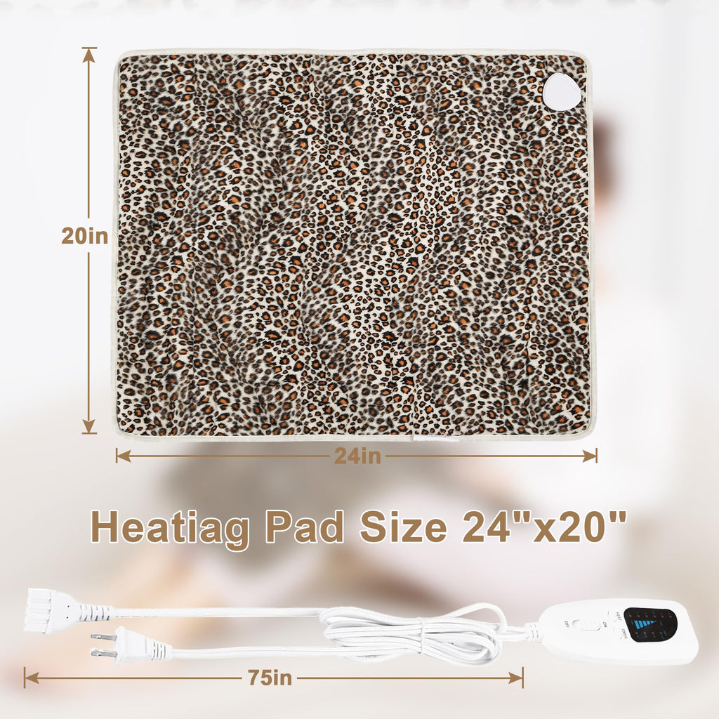 Deepsoon Heating Pad,Electric Heating Pads for Back,Neck,Moist Heating Pad for Abdomen Shoulder Knee Legs,Dry/Moist Heat&Auto Shut Off,Mother's Day Birthday for Men and Women,Leopard Print,24x20 Inch