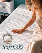 Queen Mattress Pad, Quilted Mattress Protector Topper fits 16" Deep Pocket
