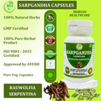 Morsan Healthcare Sarpgandha (Rauvolfia Serpentina) 500 mg. Capsules, Pure and Herbal Supplement 60 mg. Veg. Capsules