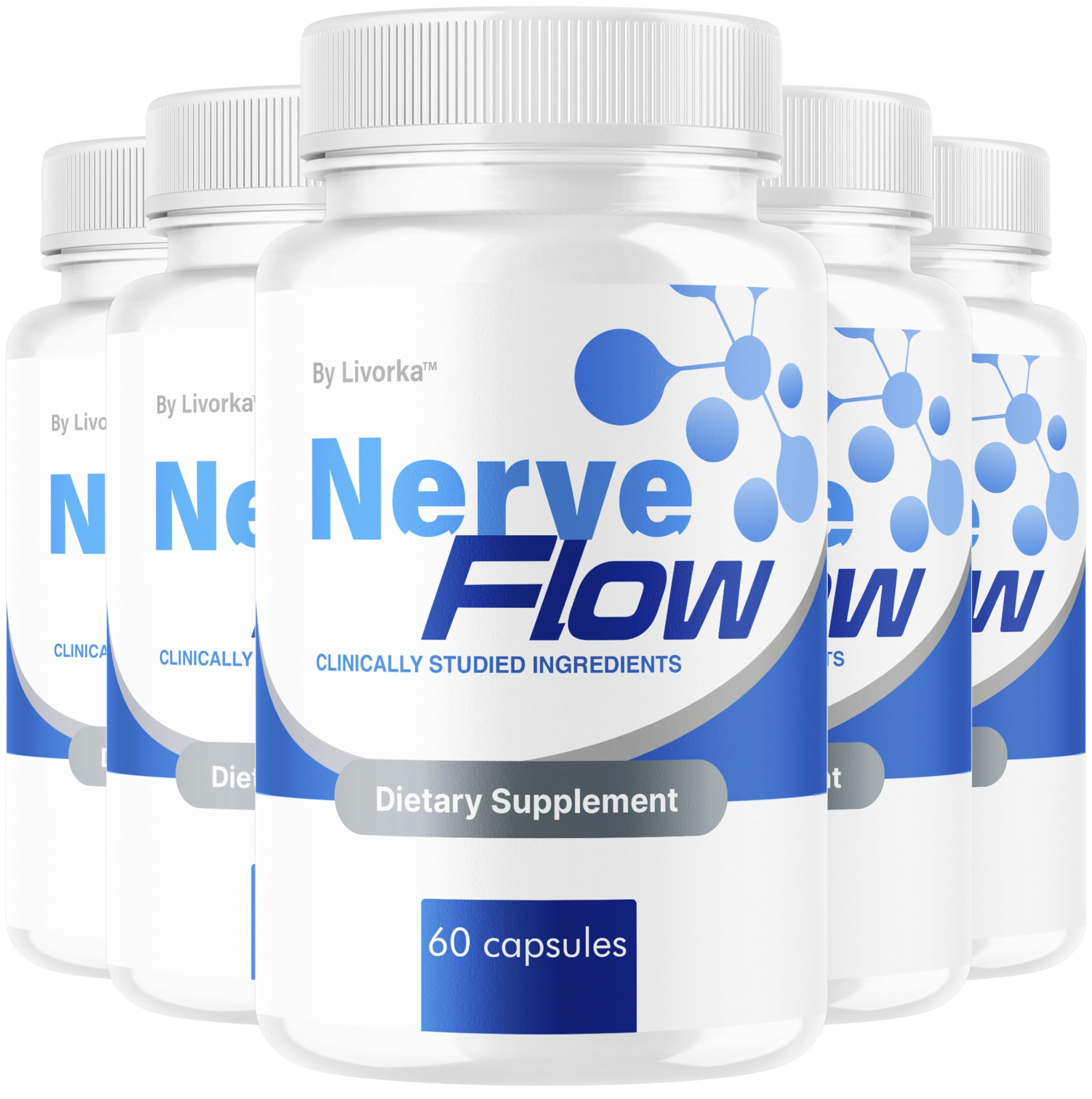 (5 Pack) Nerve Flow - Official NerveFlow Advanced Nerve Support Pills, Nerve Flow Supplement Capsules, NerveFlow Natural Pills Maximum Strength Multivitamin Advanced Formula, 300 Capsules For 5 Months
