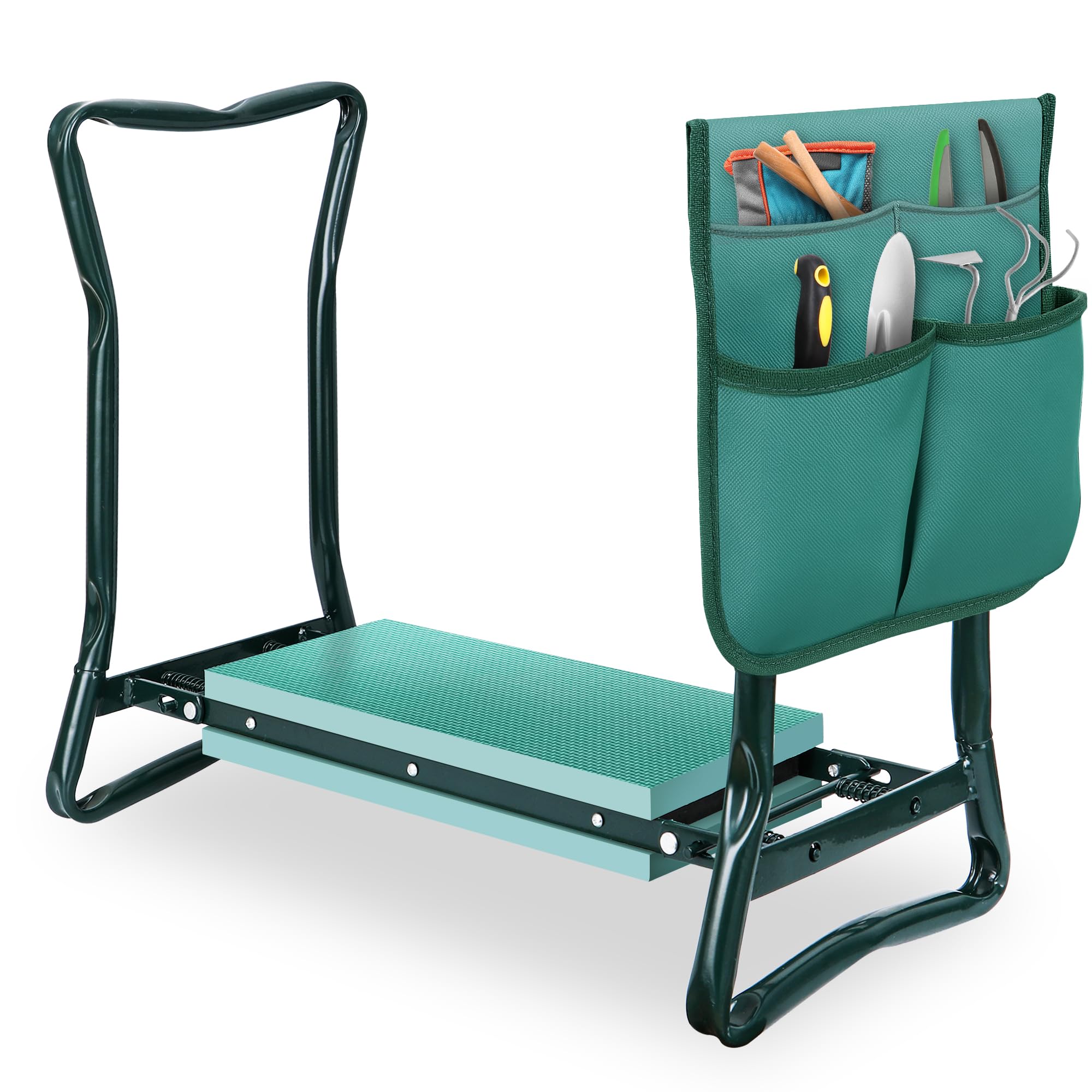 SUPER DEAL Folding Garden Kneeler and Seat with Free Tool Pouches - EVA Foam Pad Protects Your Knees - Sturdy and Lightweight, Gardening Gifts for Women Men