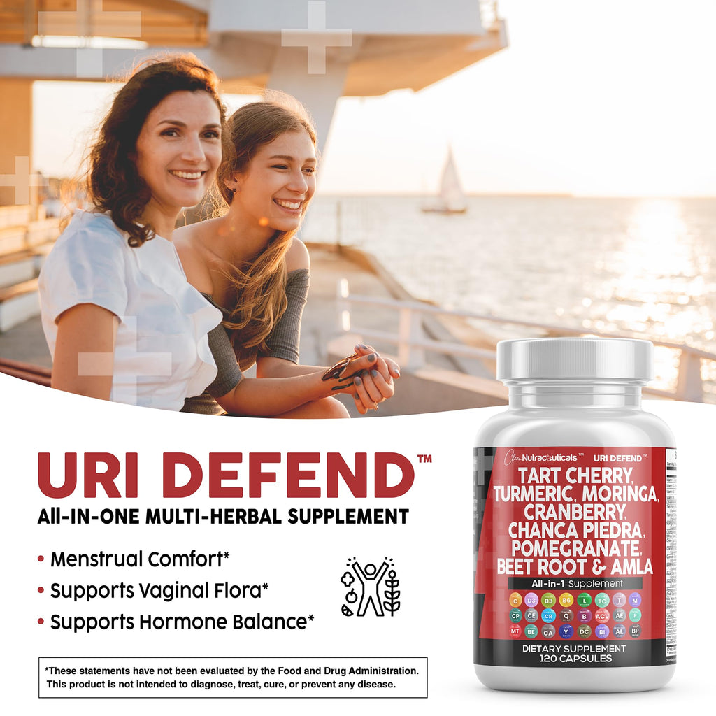 Clean Nutraceuticals Tart Cherry Extract Capsules with Turmeric Moringa Cranberry Chanca Piedra Celery Quercetin ACV Pomegranate L Selenomethionine - Uric Levels - 120 Ct