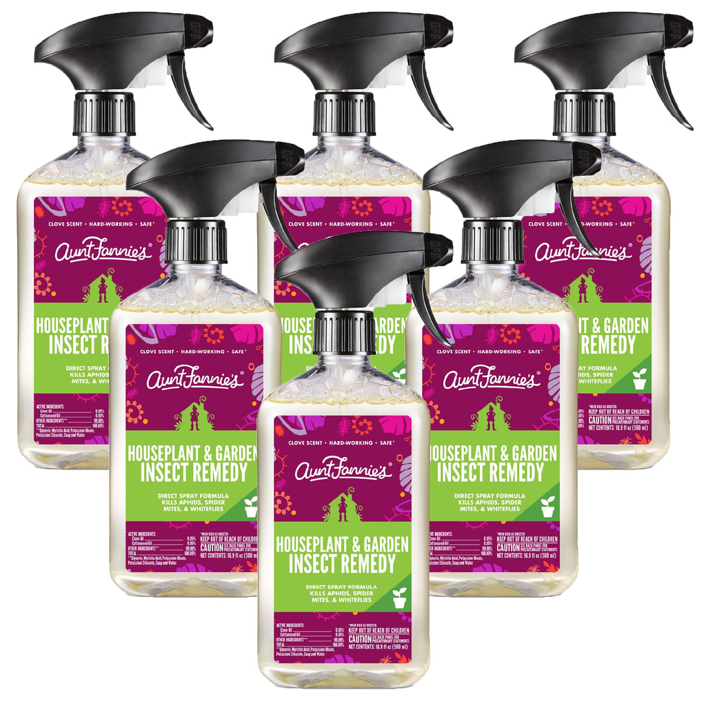 Aunt Fannie’s Houseplant & Garden Insect Remedy, Indoor and Outdoor Plant Insect Killer (6-Pack)